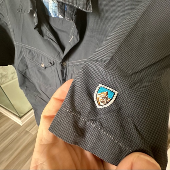 Kuhl Stealth Hiking Button Down Short Sleeve Shirt in Blue Size M - Picture 7 of 9